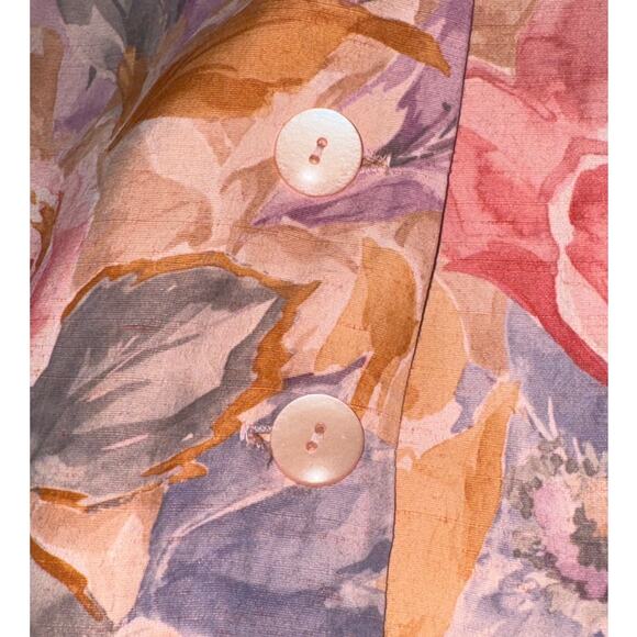 Vintage Pink Peach Floral Button Up Blouse Womens Small Cottage Countryside - Picture 4 of 10